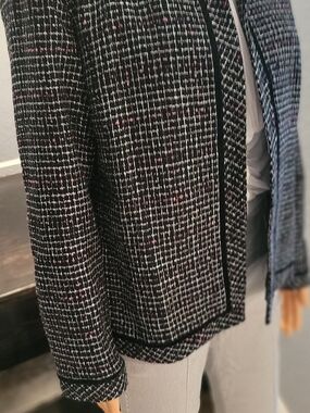 Black Multicolor Tweed Open-Front Jacket